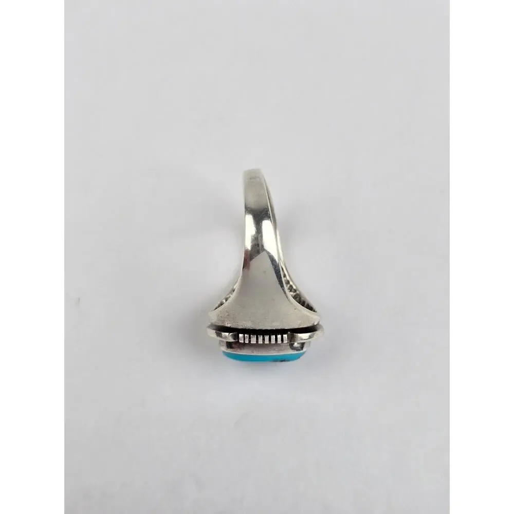 Abel Toledo Navajo Men's 11.5 Turquoise Sterling Silver Ring Oval stone AT